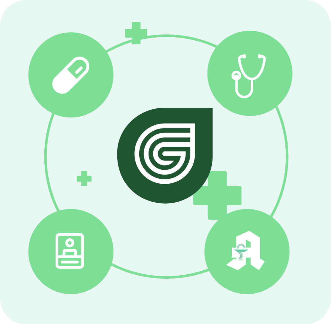 Grafik zur Darstellung einer ganzheitlich elektronischen Gesundheitsversorgung